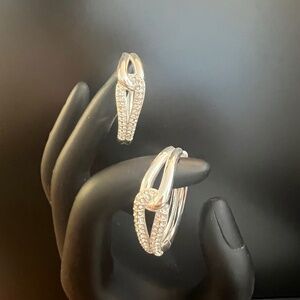 Silver Gold Hoop Earrings NIB